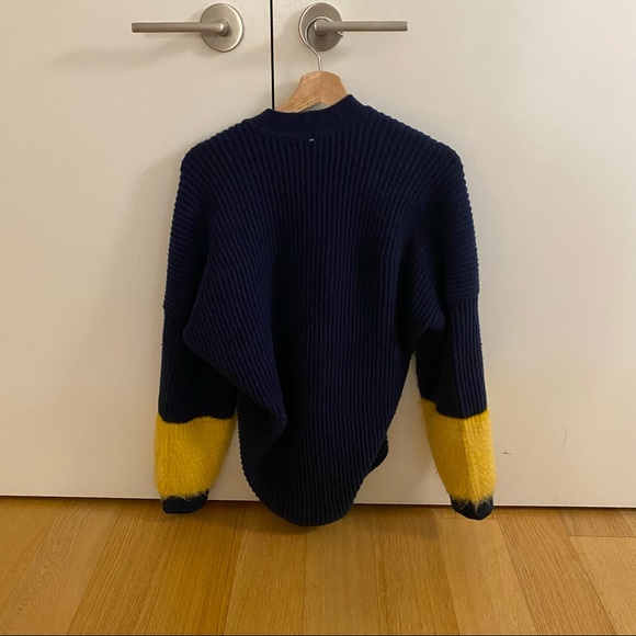 Sportmax Oversize Navy Block Stripe Angora Wool Knitted Sweater Size S - Picture 6 of 8